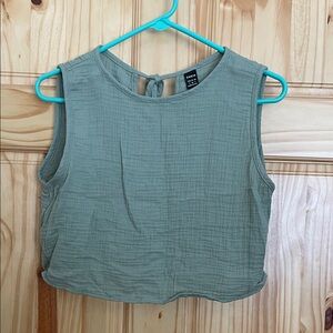 SHEIN Olive Green Gauze Sleeveless Crop Tank